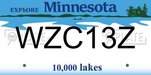 WZC13Z Minnesota License Plate