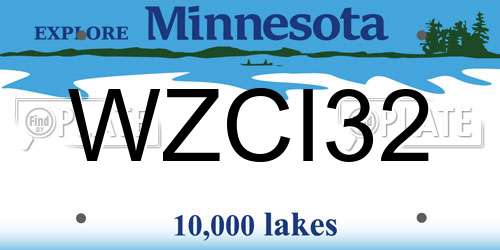 WZCI32 Minnesota License Plate