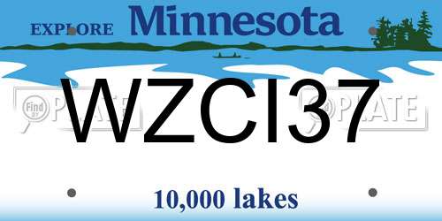 WZCI37 Minnesota License Plate