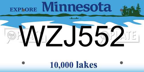 WZJ552 Minnesota License Plate