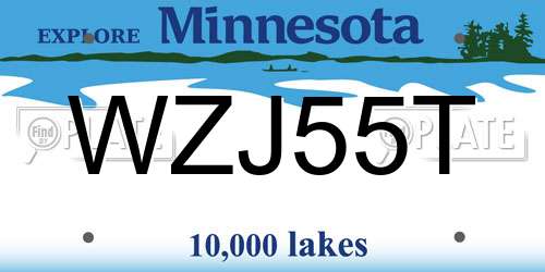 WZJ55T Minnesota License Plate