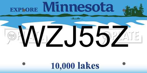 WZJ55Z Minnesota License Plate