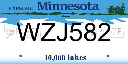 WZJ582 Minnesota License Plate