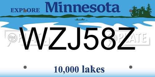 WZJ58Z Minnesota License Plate