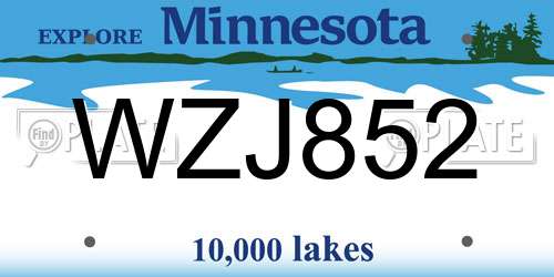 WZJ852 Minnesota License Plate