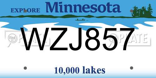 WZJ857 Minnesota License Plate