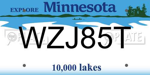 WZJ85T Minnesota License Plate