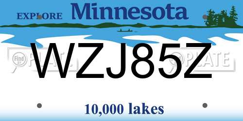 WZJ85Z Minnesota License Plate