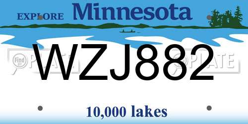 WZJ882 Minnesota License Plate