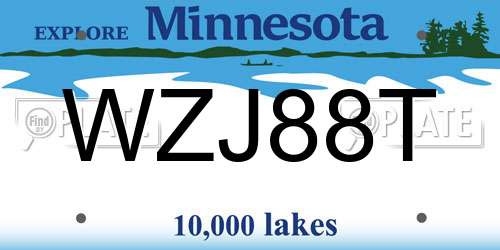 WZJ88T Minnesota License Plate