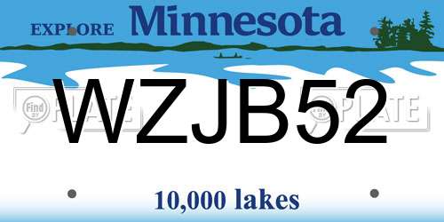 WZJB52 Minnesota License Plate