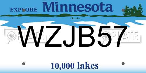 WZJB57 Minnesota License Plate