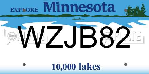 WZJB82 Minnesota License Plate