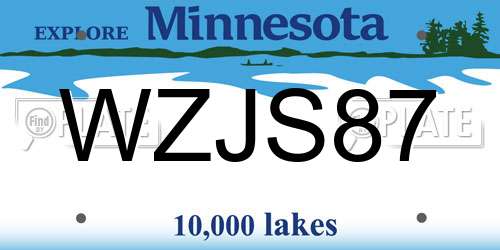 WZJS87 Minnesota License Plate