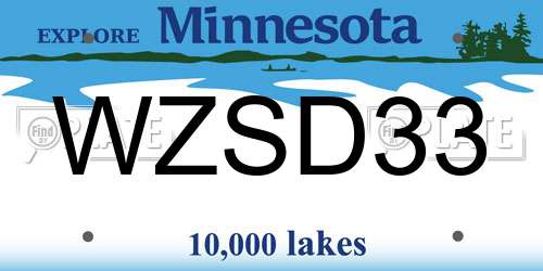 WZSD33 Minnesota License Plate