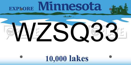 WZSQ33 Minnesota License Plate