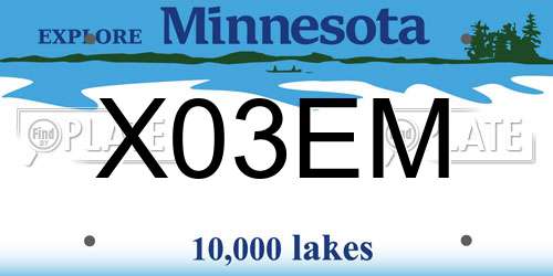 X03EM Minnesota License Plate