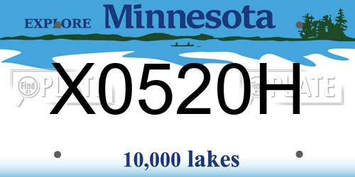 X0520H Minnesota License Plate