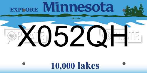 X052QH Minnesota License Plate