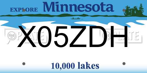 X05ZDH Minnesota License Plate