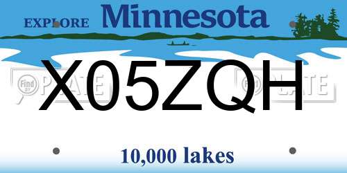 X05ZQH Minnesota License Plate