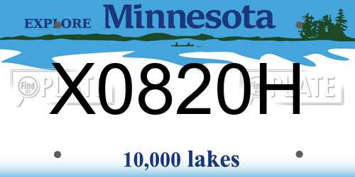 X0820H Minnesota License Plate