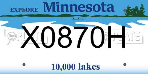 X0870H Minnesota License Plate