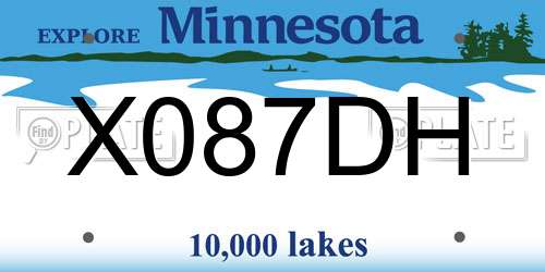 X087DH Minnesota License Plate