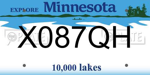 X087QH Minnesota License Plate