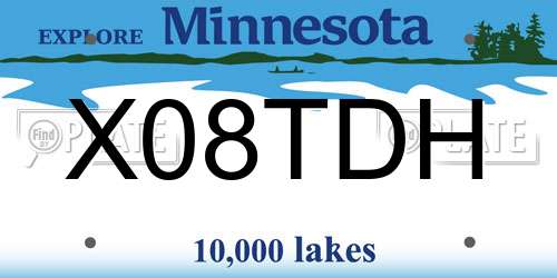 X08TDH Minnesota License Plate