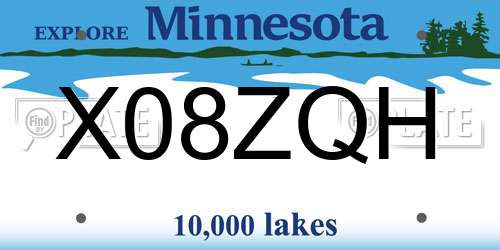 X08ZQH Minnesota License Plate