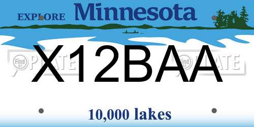X12BAA Minnesota License Plate