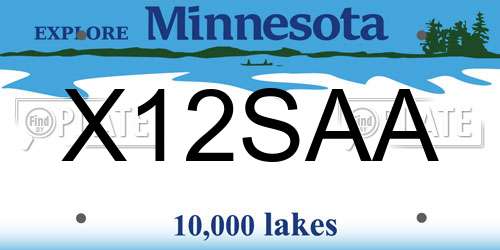 X12SAA Minnesota License Plate