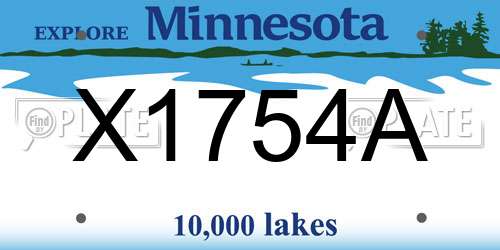 X1754A Minnesota License Plate