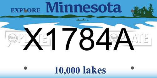 X1784A Minnesota License Plate