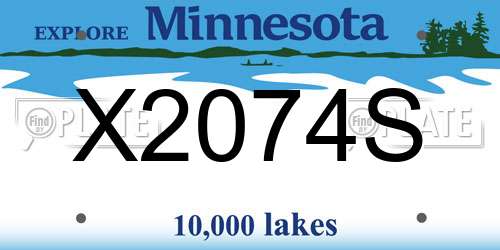 X2074S Minnesota License Plate