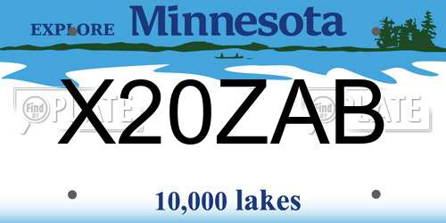 X20ZAB Minnesota License Plate