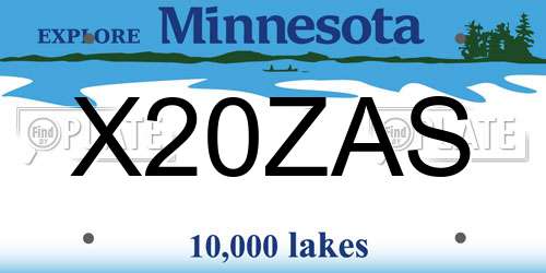 X20ZAS Minnesota License Plate