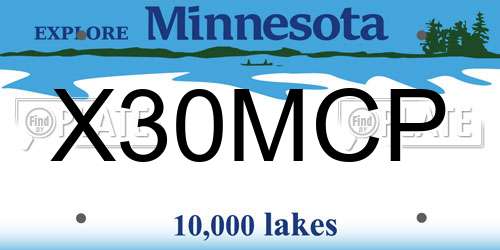 X30MCP Minnesota License Plate