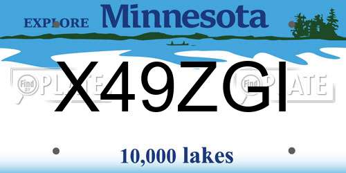 X49ZGI Minnesota License Plate