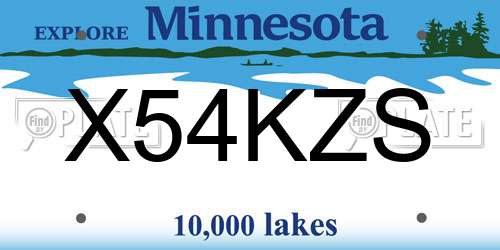 X54KZS Minnesota License Plate