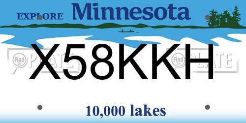 X58KKH Minnesota License Plate