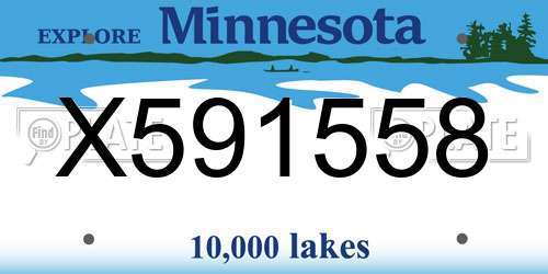 X591558 Minnesota License Plate