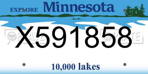 X591858 Minnesota License Plate