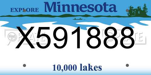X591888 Minnesota License Plate