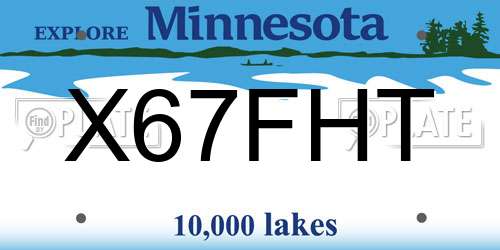 X67FHT Minnesota License Plate