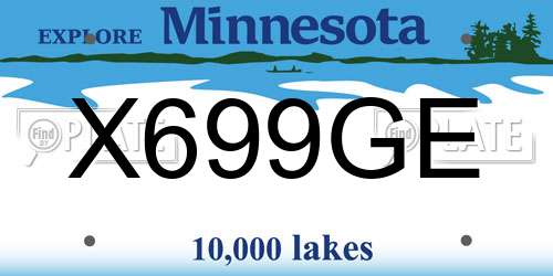 X699GE Minnesota License Plate
