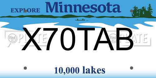 X70TAB Minnesota License Plate