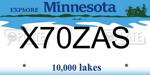 X70ZAS Minnesota License Plate