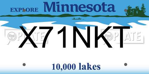 X71NKT Minnesota License Plate